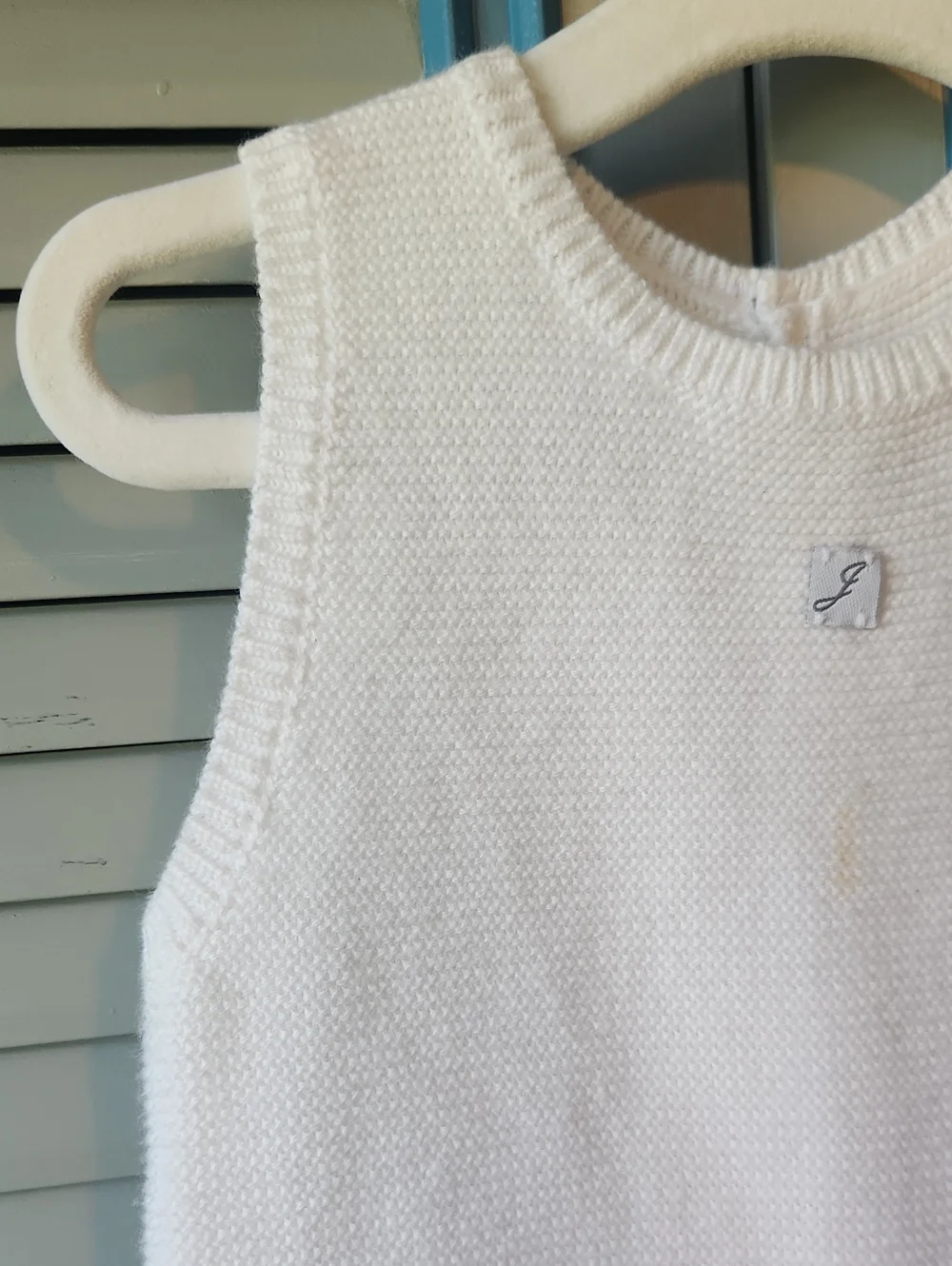 Jacadi Paris Unisex White Knit Baby Romper